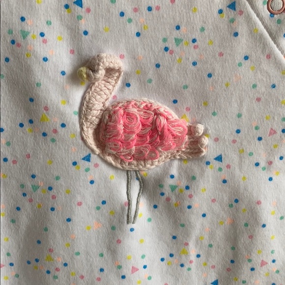 Albetta short sleeve romper w! flamingo appliqué - Picture 2 of 2